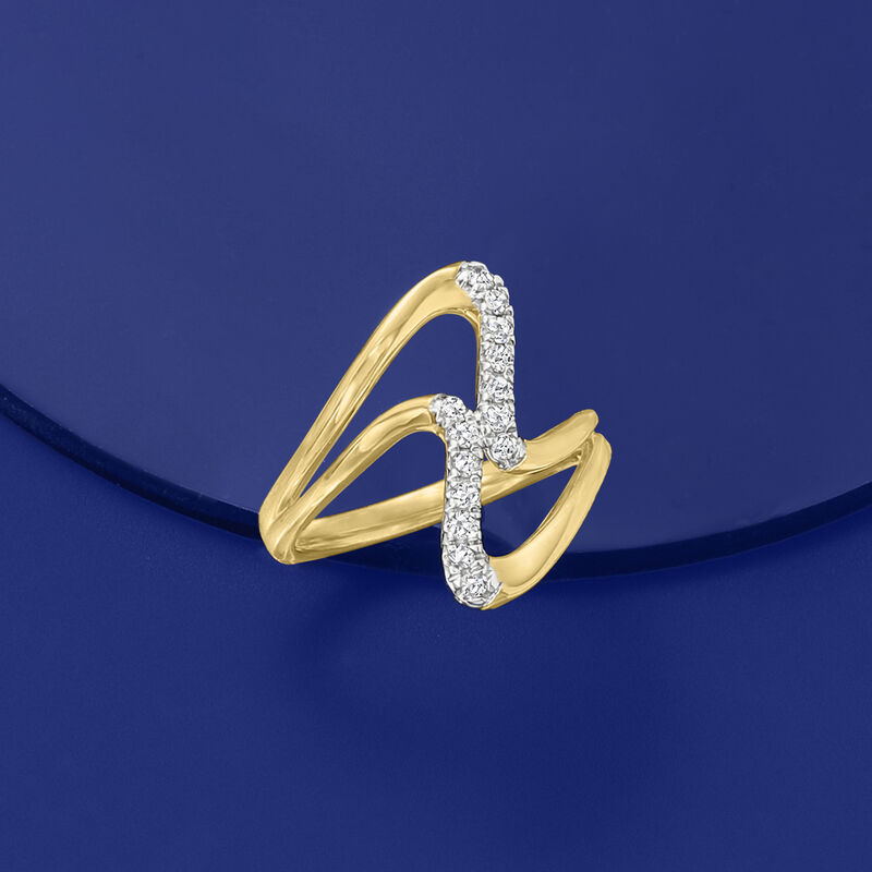 .25 ct. t.w. Diamond Double-Wave Ring in 18kt Gold Over Sterling image number 3