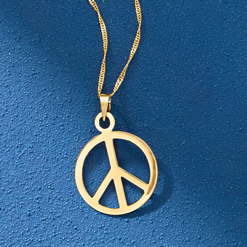 14kt Yellow Gold Peace Sign Pendant image number 4