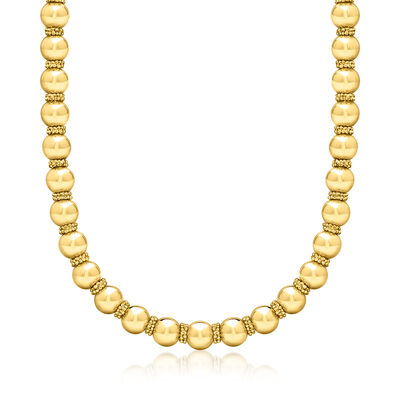 Italian 12mm 14kt Yellow Gold-Plated Bead Necklace