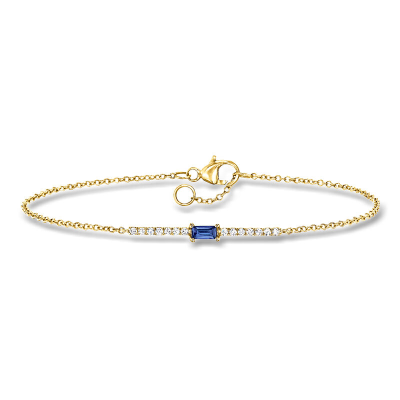 .10 Carat Sapphire and .11 ct. t.w. Diamond Bar Bracelet in 14kt Yellow Gold image number 0