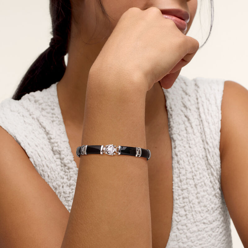 Black Agate "Good Fortune" Bracelet in Sterling Silver image number 1