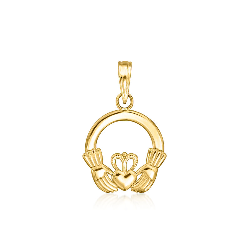 10kt Yellow Gold Claddagh Pendant  image number 1