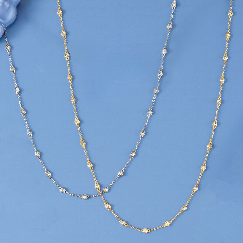 1.00 ct. t.w. Bezel-Set Diamond Station Necklace in 14kt Yellow Gold image number 3