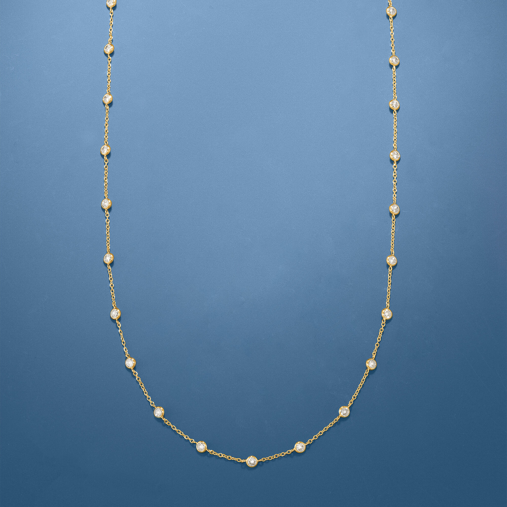4.50 ct. t.w. CZ Station Necklace in 18kt Gold Over Sterling