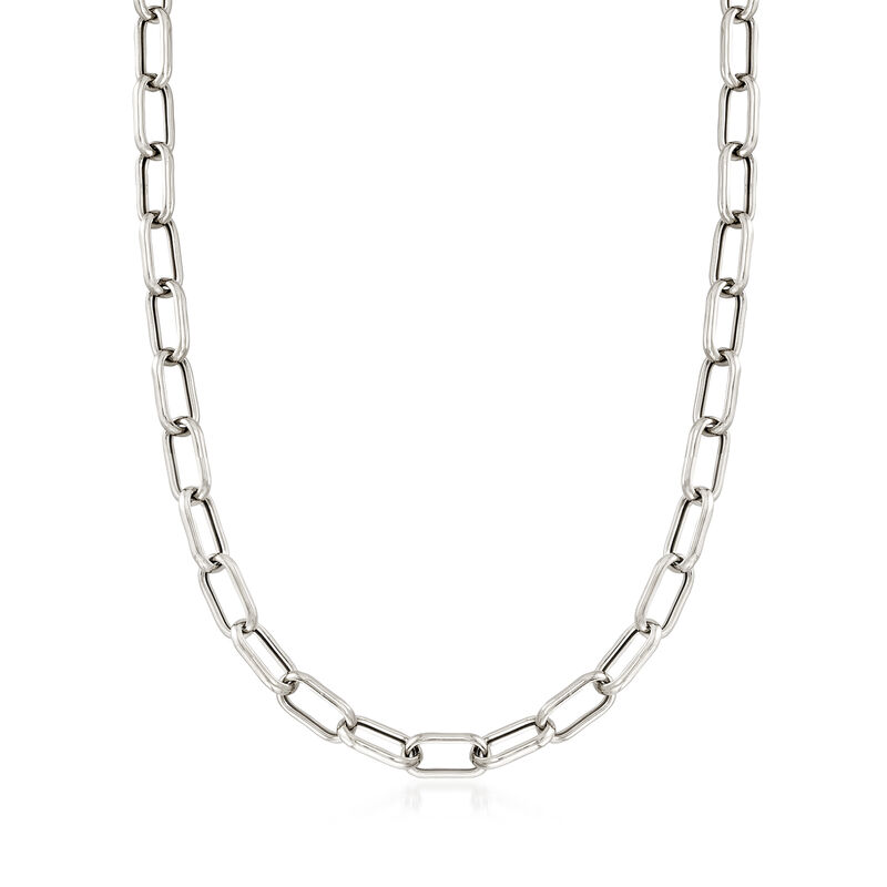Italian Sterling Silver Paper Clip Link Necklace image number 0