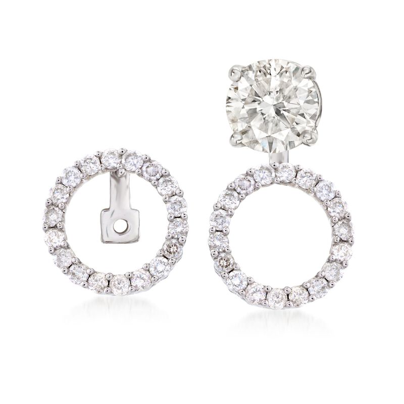 .51 ct. t.w. Diamond Open Circle Convertible Drop Earring Jackets in 14kt White Gold image number 0