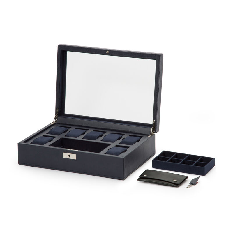 Wolf &quot;Howard&quot; Navy Leather Watch Box image number 1