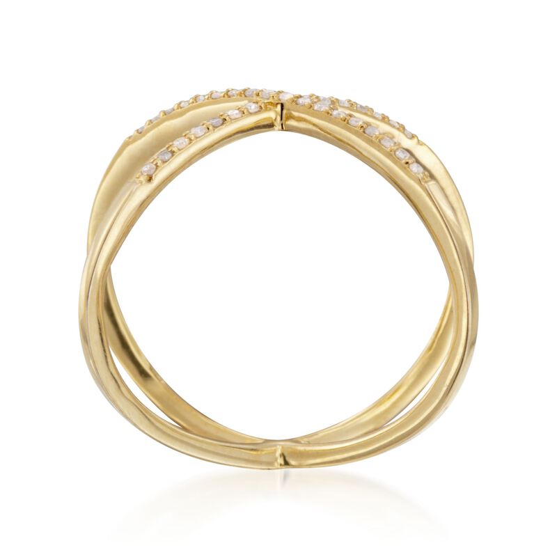 .10 ct. t.w. Diamond X Ring in 18kt Yellow Gold Over Sterling image number 3
