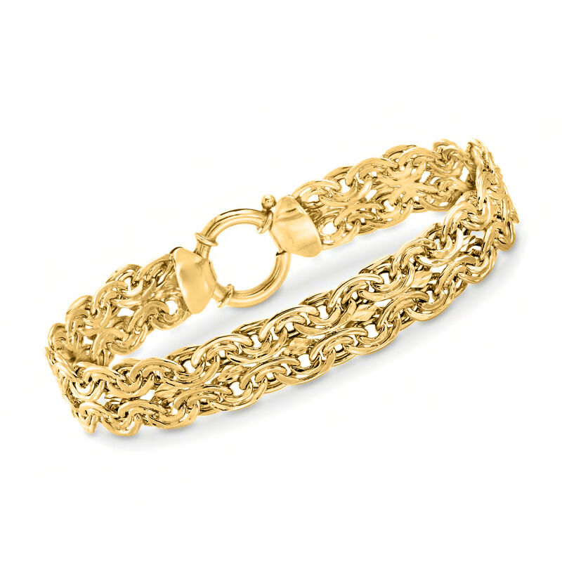 18kt Gold Over Sterling Silver Double-Oval Link Bracelet image number 0