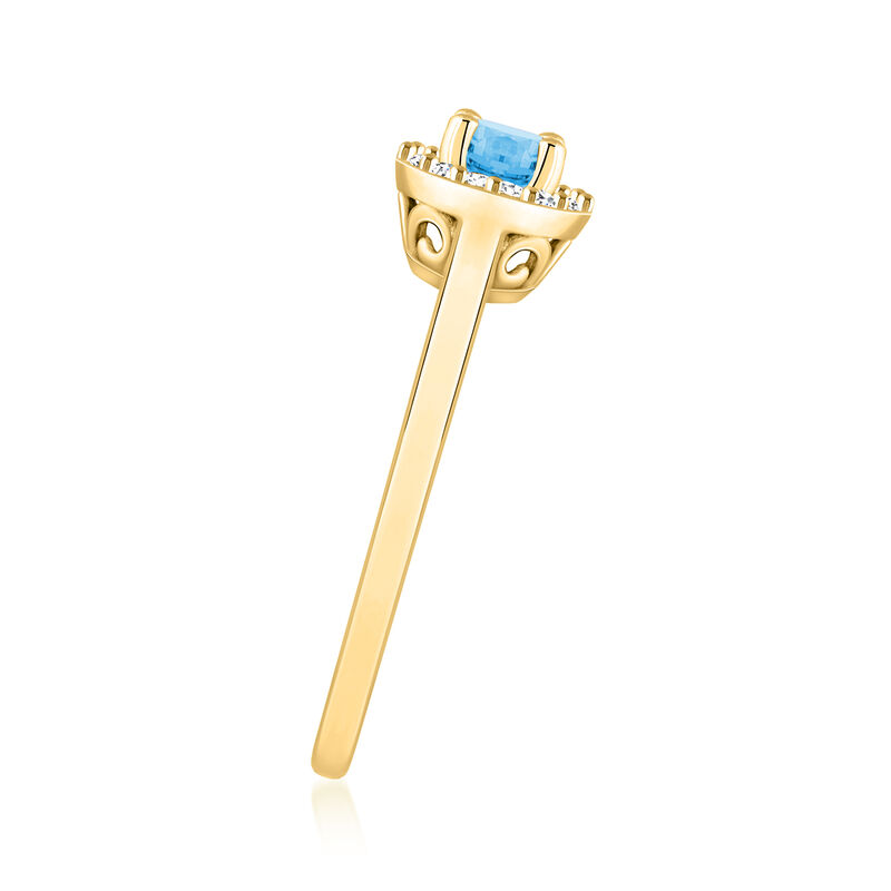 .60 Carat Swiss Blue Topaz Ring with .10 ct. t.w. Diamonds in 14kt Yellow Gold image number 1