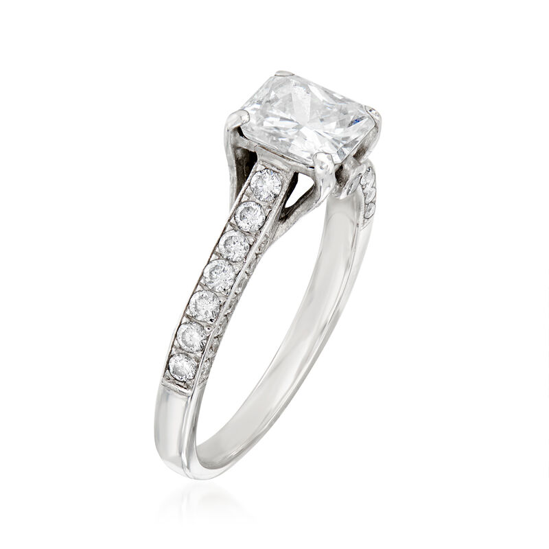 C. 2000 Vintage Certified 1.48 ct. t.w. Diamond Engagement Ring in 14kt White Gold image number 2