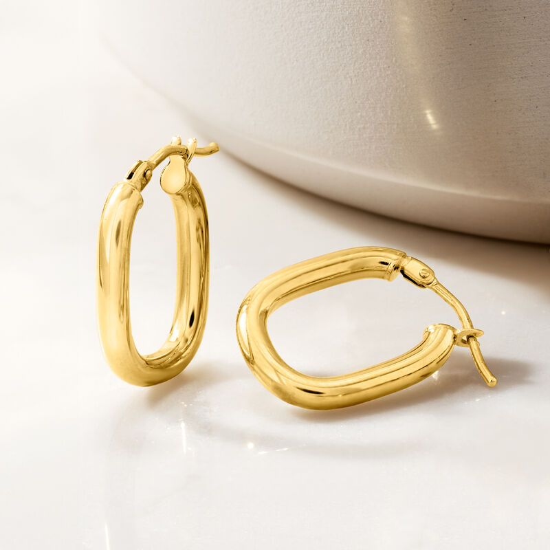 Italian 10kt Yellow Gold Paper Clip Link Hoop Earrings image number 2