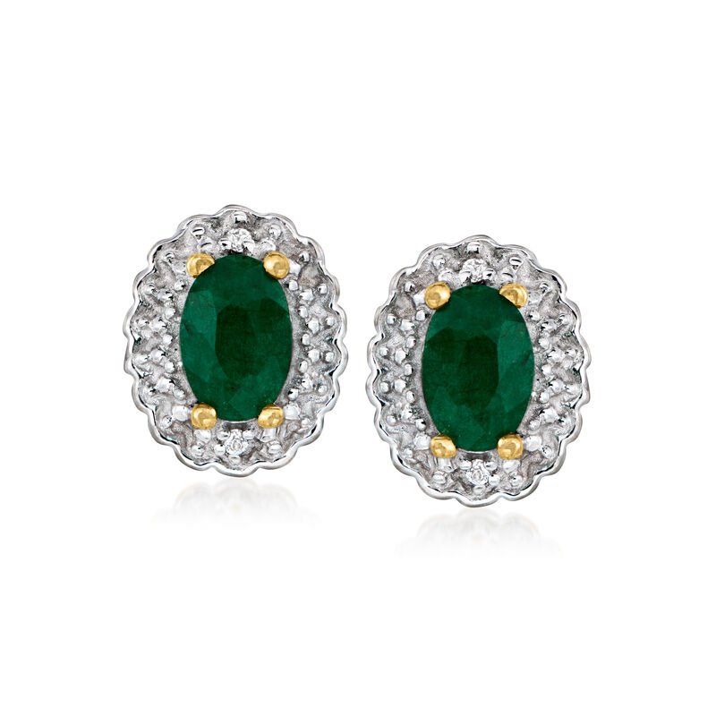 1.50 ct. t.w. Emerald Jewelry Set with White Topaz: Earrings and Pendant Necklace in 18kt Gold Over Sterling image number 4