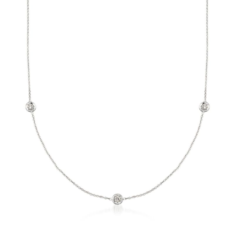 Roberto Coin .15 ct. t.w. Diamond Station Necklace in 18kt White Gold. 16&quot; image number 1