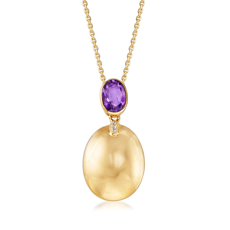 .80 Carat Amethyst Pendant Necklace with Diamond Accent in 14kt Yellow Gold image number 0