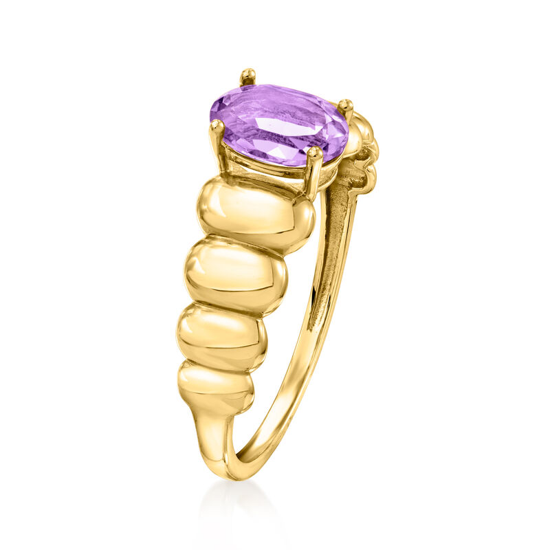 .70 Carat Amethyst Ribbed Ring in 14kt Yellow Gold image number 2