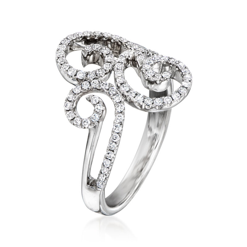 C. 1990 Vintage .80 ct. t.w. Diamond Swirl Ring in 14kt White Gold image number 2
