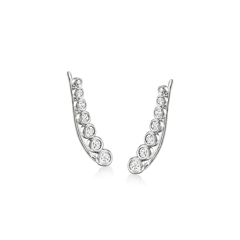 .50 ct. t.w. Bezel-Set Diamond Ear Climbers in Sterling Silver image number 0