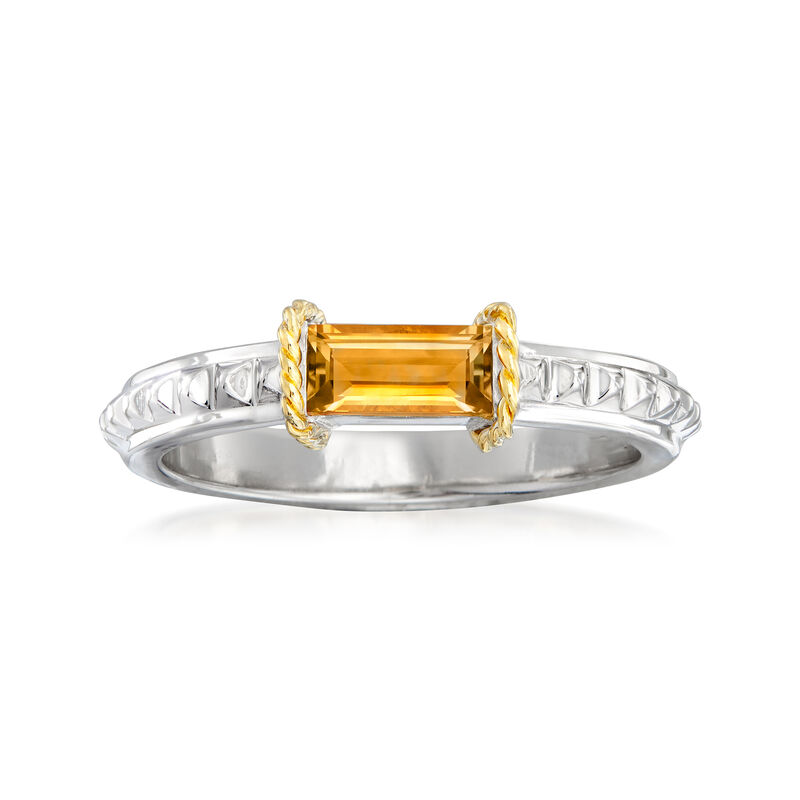 Andrea Candela &quot;La Romana&quot; .45 Carat Citrine Ring in Sterling Silver and 18kt Yellow Gold. Size 7 image number 0