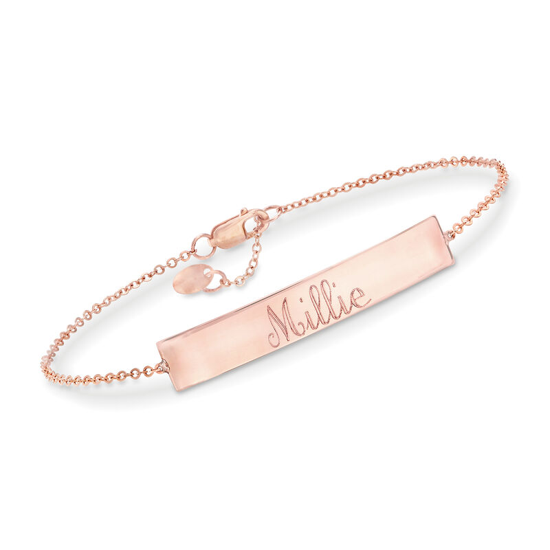 Personalized Bar Bracelet in 14kt Rose Gold image number 0