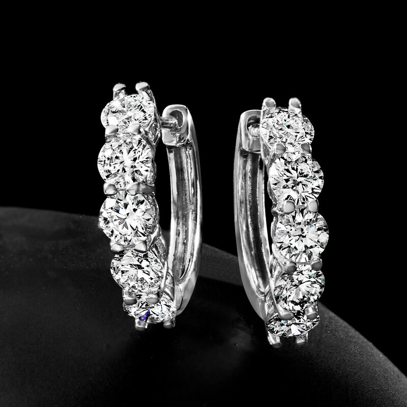 1.00 ct. t.w. Lab-Grown Diamond Five-Stone Hoop Earrings in 14kt White Gold. 1/2&quot; image number 3