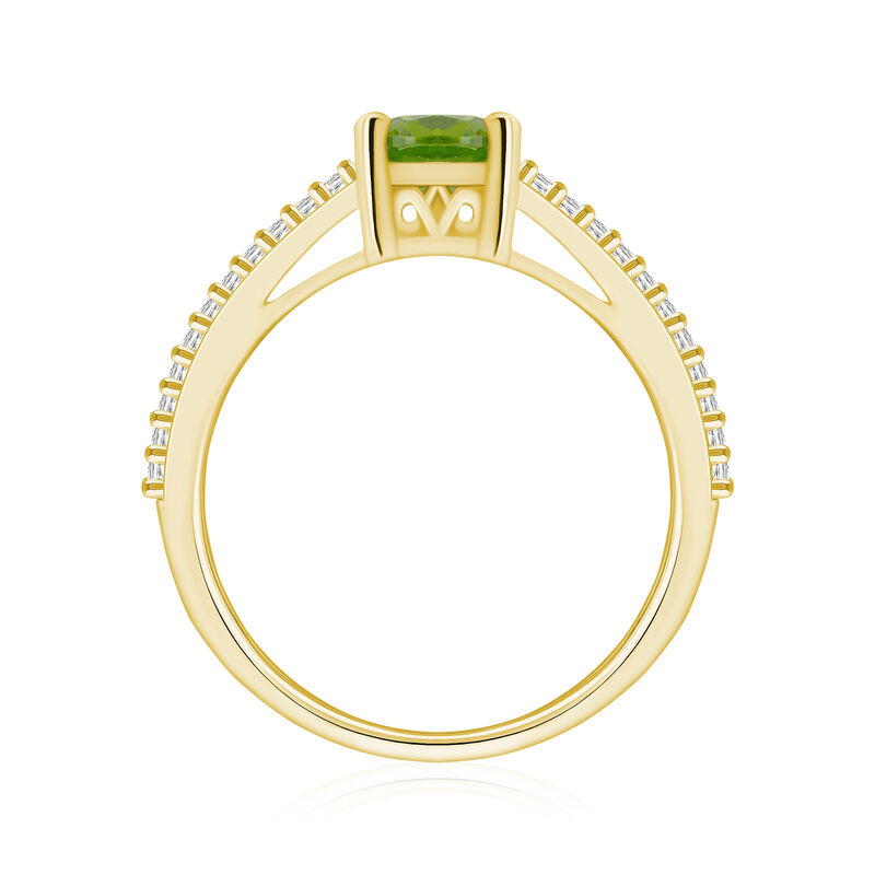 1.30 Carat Peridot Ring with .28 ct. t.w. Diamonds in 14kt Yellow Gold. Size 7 image number 2