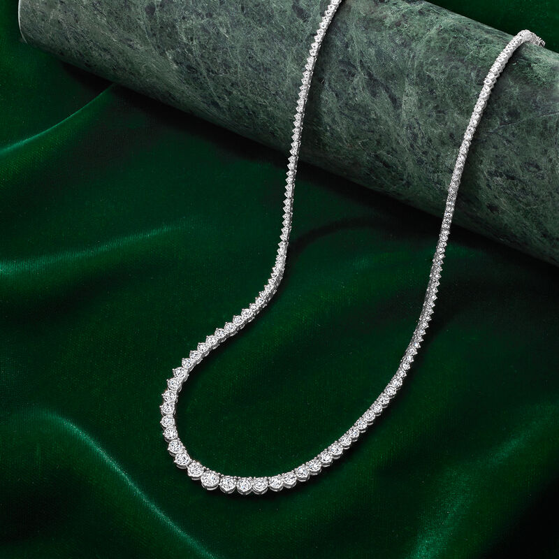 5.00 ct. t.w. Diamond Graduated Tennis Necklace in Sterling Silver. 16&quot; image number 4