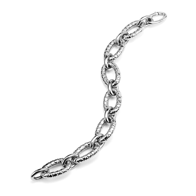 Judith Ripka "Max" Sterling Silver Textured Oval-Link Bracelet image number 1