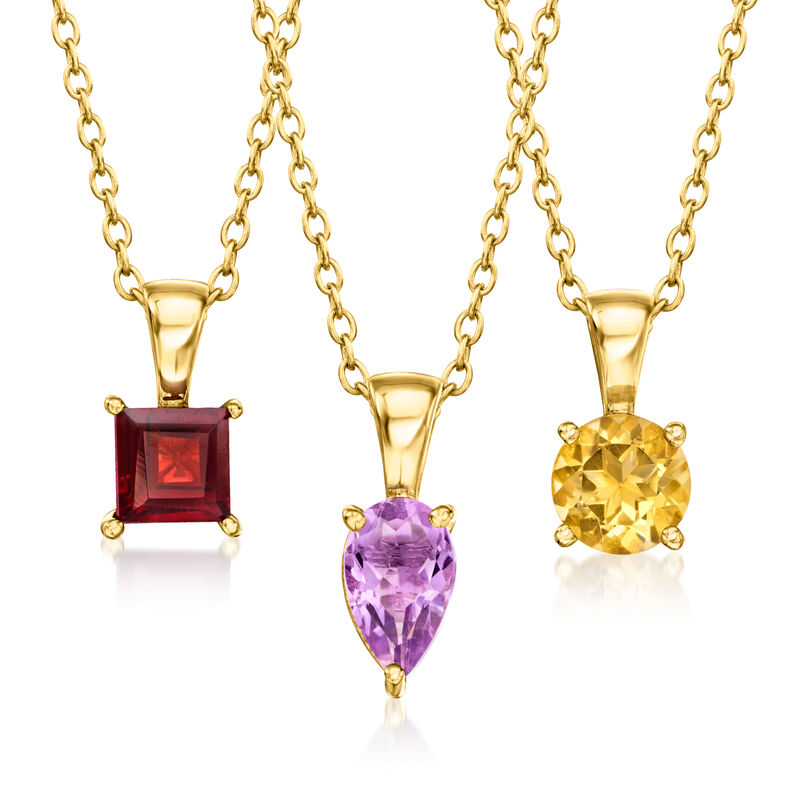 7.00 ct. t.w. Multi-Gemstone Jewelry Set: Necklace and Seven Pendants in 18kt Gold Over Sterling. 16.5&quot; image number 2