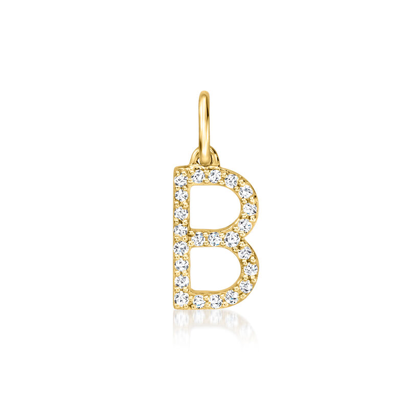 B - Diamond Initial Charm in 14kt Yellow Gold image number 0