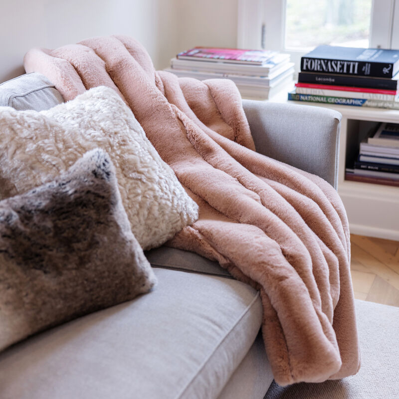 Posh Collection Blush Mink Faux Fur Throw Blanket image number 2