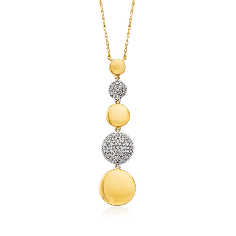 .15 ct. t.w. Pave Diamond Graduated Disc Necklace in 14kt Two-Tone Gold image number 0