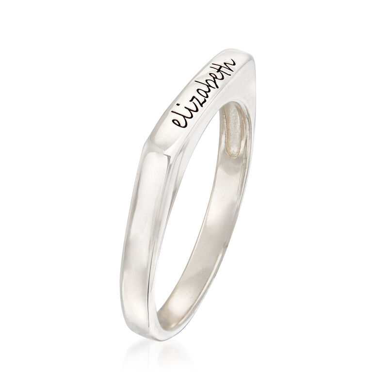 Sterling Silver Flat-Top Script Name Ring image number 2