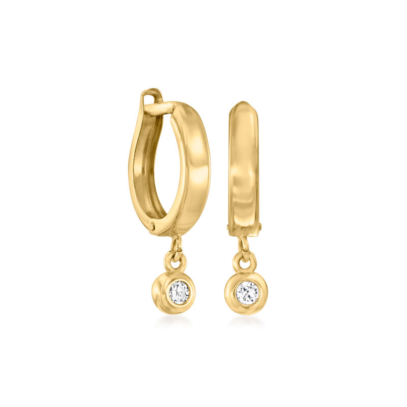 .10 ct. t.w. Diamond Hoop Drop Earrings in 14kt Yellow Gold image number 2