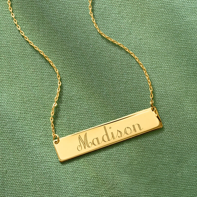 Italian 10kt Yellow Gold Personalized Bar Necklace image number 2