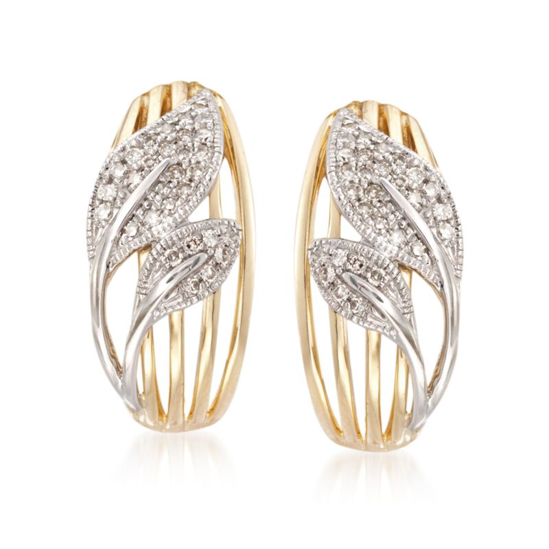 .18 ct. t.w. Diamond Leaves Earrings in 14kt Two-Tone Gold image number 0