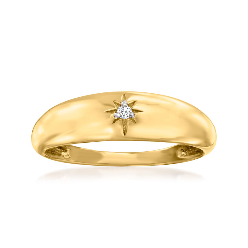 Diamond-Accented Star Dome Ring in 14kt Yellow Gold image number 0
