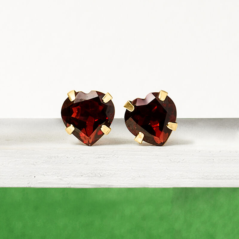 4.50 ct. t.w. Garnet Heart Martini Stud Earrings in 14kt Yellow Gold image number 3
