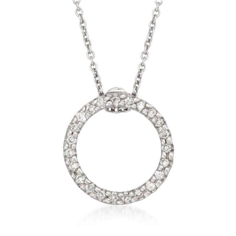 Roberto Coin .10 ct. t.w. Diamond Open Circle Pendant Necklace in 18kt White Gold image number 0