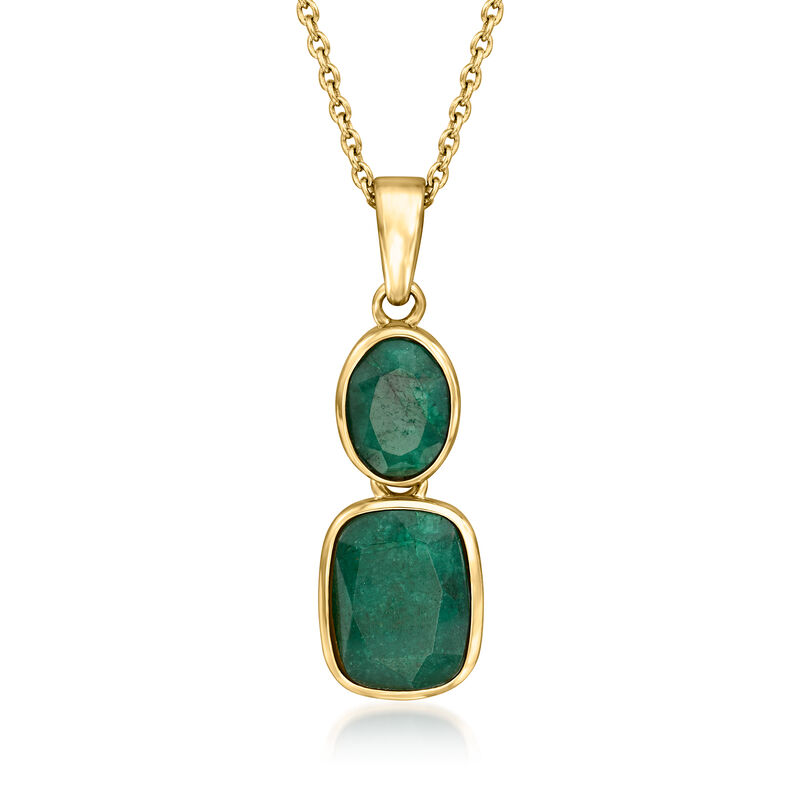 2.40 ct. t.w. Emerald Pendant Necklace in 18kt Gold Over Sterling. 18&quot; image number 1