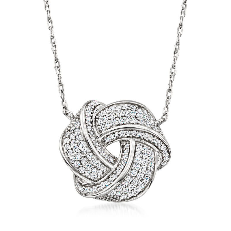 .50 ct. t.w. Diamond Love Knot Necklace in Sterling Silver. 16&quot; image number 1