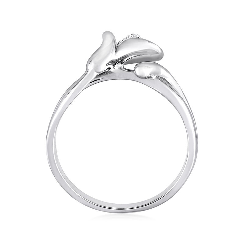 Diamond-Accented Calla Lily Ring in Sterling Silver image number 3