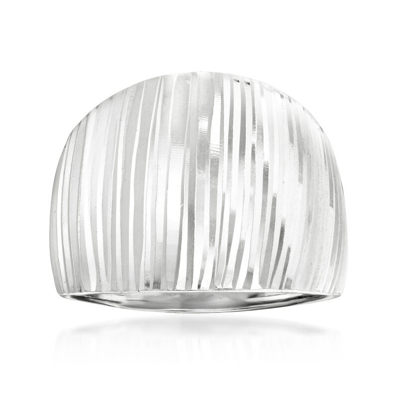 Sterling Silver Stripe Dome Ring image number 0