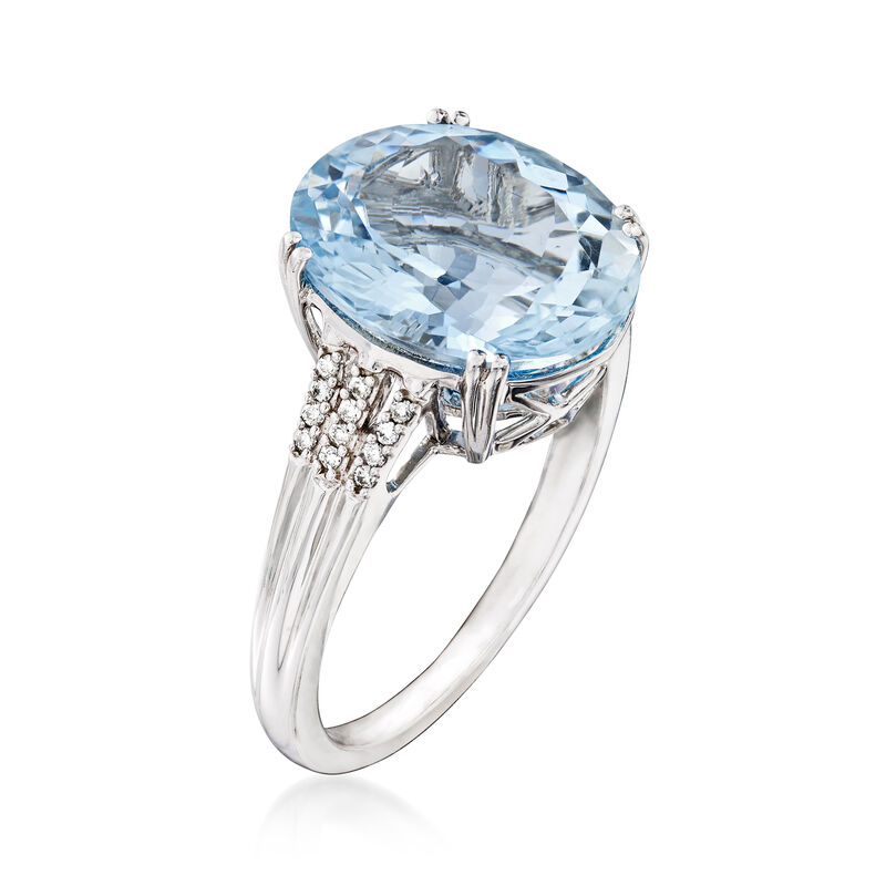 5.25 Carat Aquamarine with Diamond Accents in 14kt White Gold image number 2