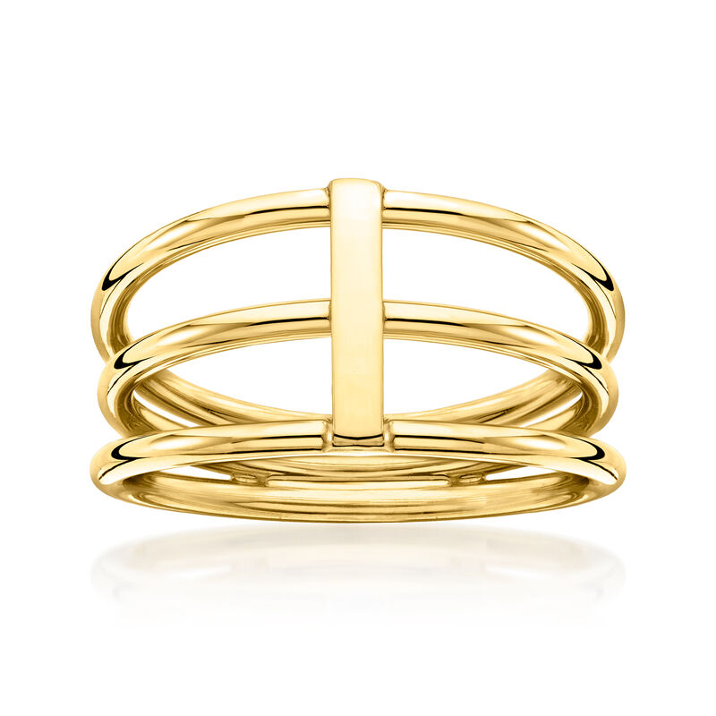 Italian 10kt Yellow Gold Three-Row Bar Ring image number 0