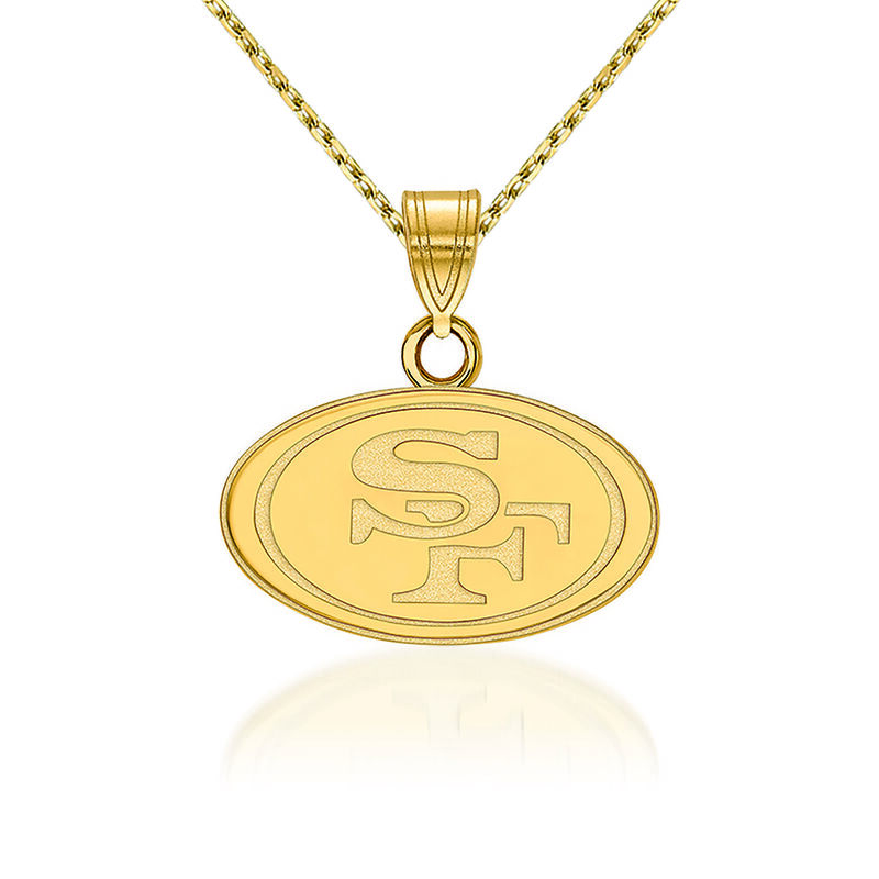 14kt Yellow Gold Small NFL San Francisco 49ers Pendant Necklace. 18&quot; image number 0