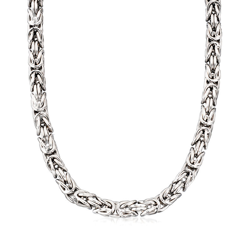 Italian Sterling Silver Squared Byzantine Necklace image number 0