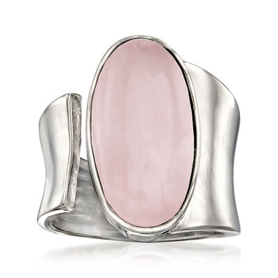 16.00 Carat Rose Quartz Wrap Ring in Sterling Silver