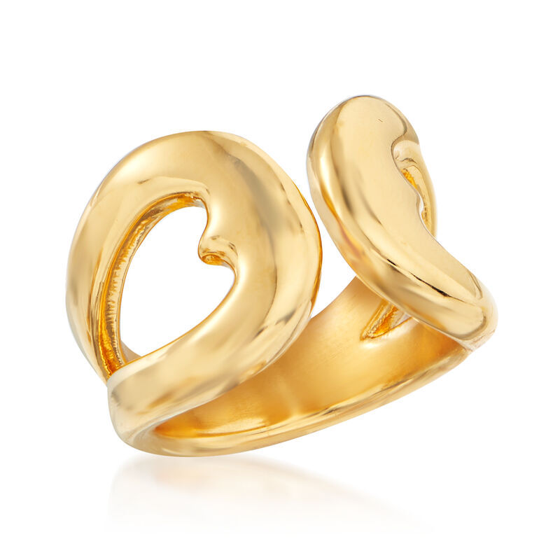 Italian Andiamo 14kt Yellow Gold Over Resin Open-Space Heart Ring image number 3
