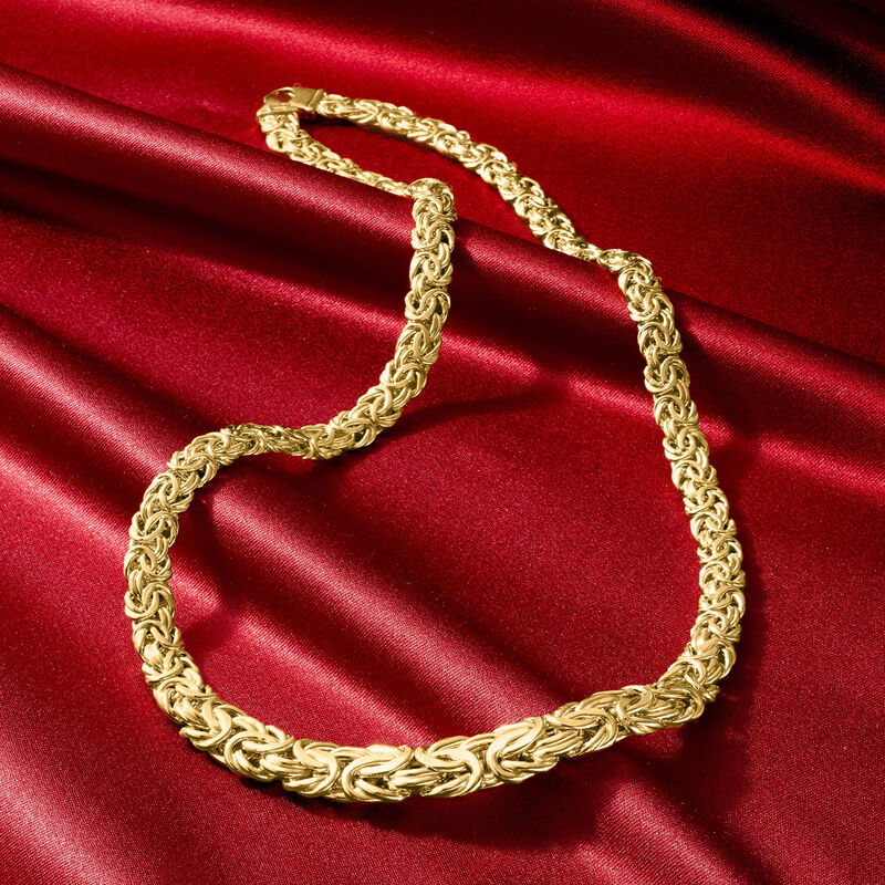 14kt Yellow Gold Graduated Byzantine Necklace image number 3